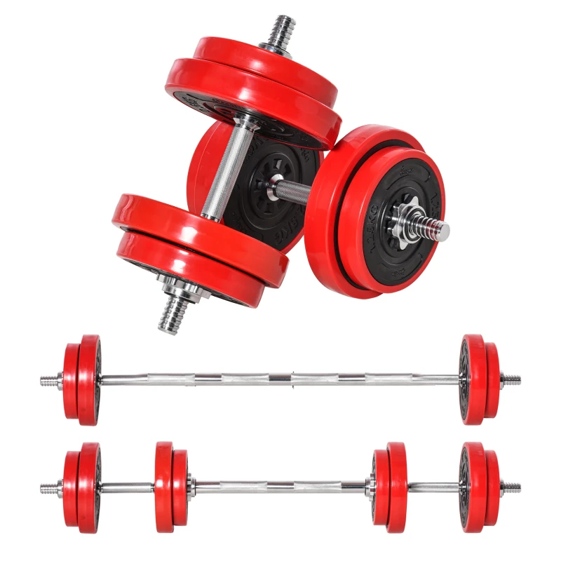 HOMCOM Halterset verstelbaar 20 kg barbell & dumbbell fitness oefening thuis