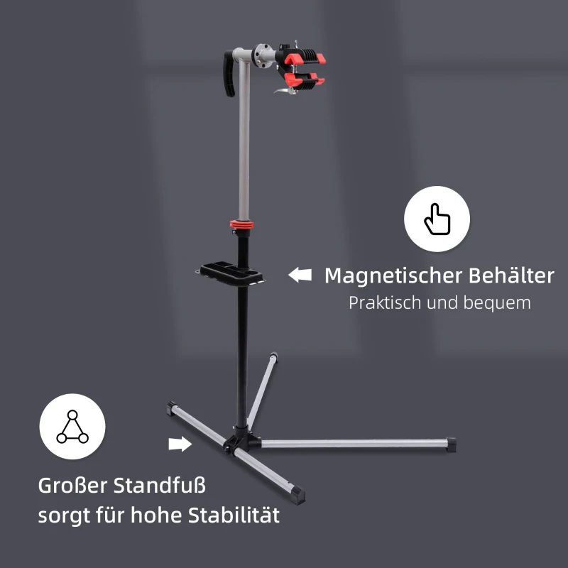 HOMCOM Fietsmontagestandaard, reparatiestandaard, montagestandaard met gereedschapsbak fiets