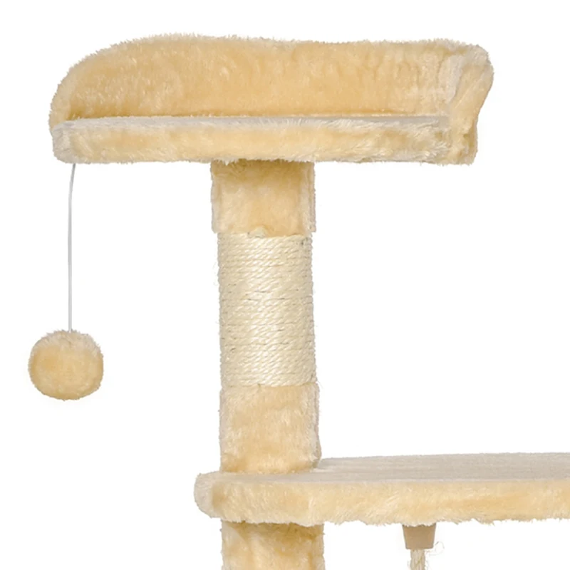 PawHut Kattenboom krabboom slaapgrot klimboom trap speelboom 4 lagen 114 cm
