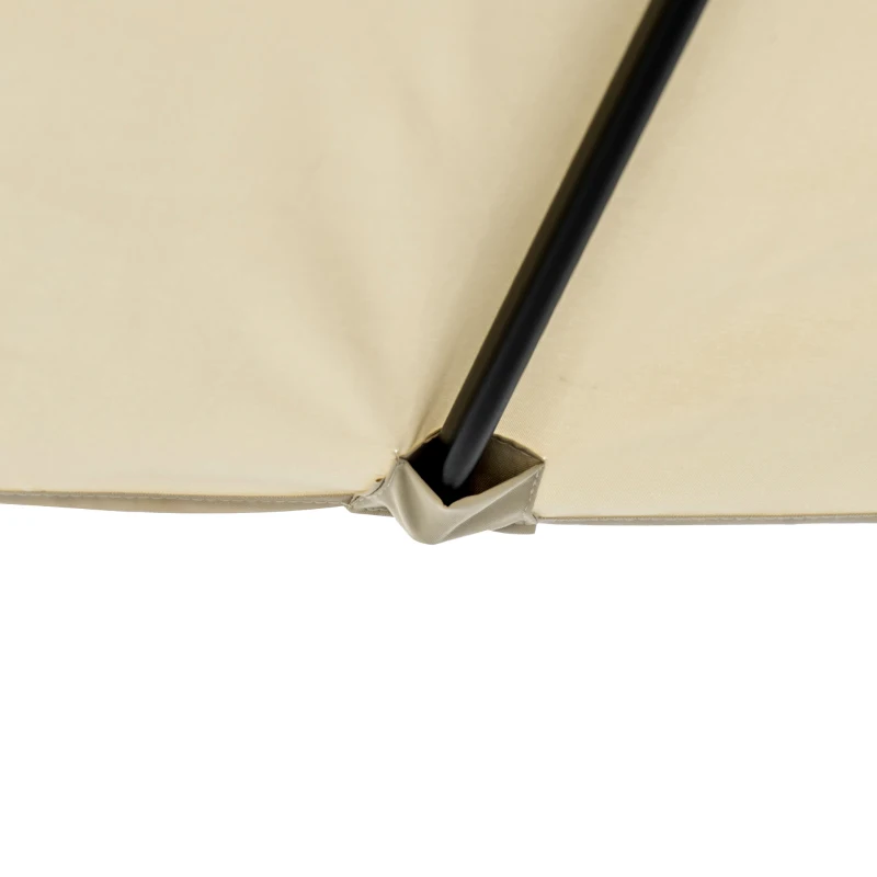 Outsunny parasol, tuinparasol, kantelbaar, met handslinger, windkap, polyester+staal, kaki, 285 x 147 cm