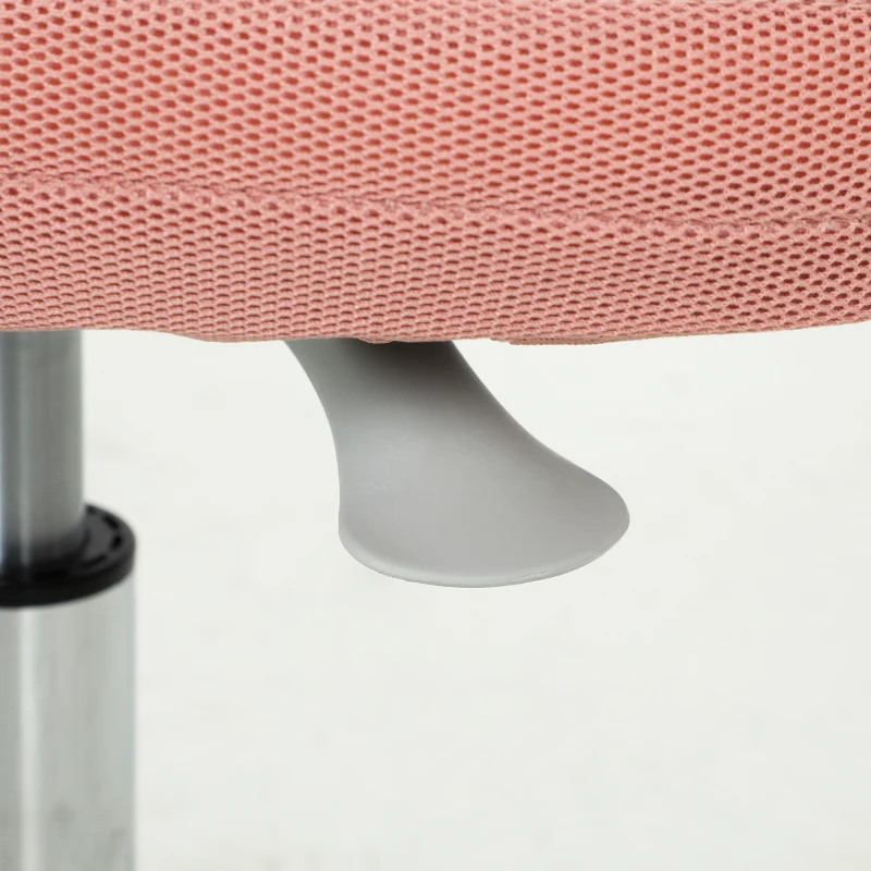 Vinsetto Chaise de Bureau Ergonomique Sans Accoudoirs, Fauteuil de Bureau Pivotant, Dossier Courbé en Maille et Roulettes, Rose