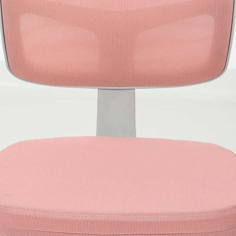 Vinsetto Chaise de Bureau Ergonomique Sans Accoudoirs, Fauteuil de Bureau Pivotant, Dossier Courbé en Maille et Roulettes, Rose
