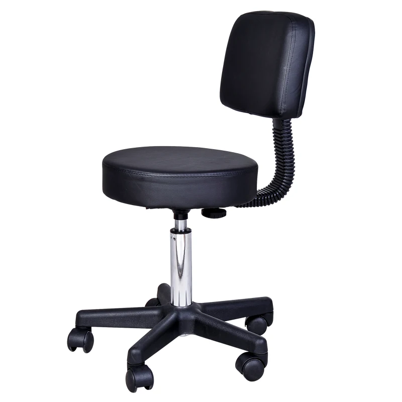 HOMCOM Rolkruk, werkstoel, cosmetische stoel, draaistoel, kruk, professionele salonstoel, zwart(m-8)