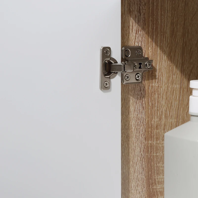 kleankin Badkamerkast, badkamercommode, 2-laags, ruimtebesparend MDF naturel hout + wit