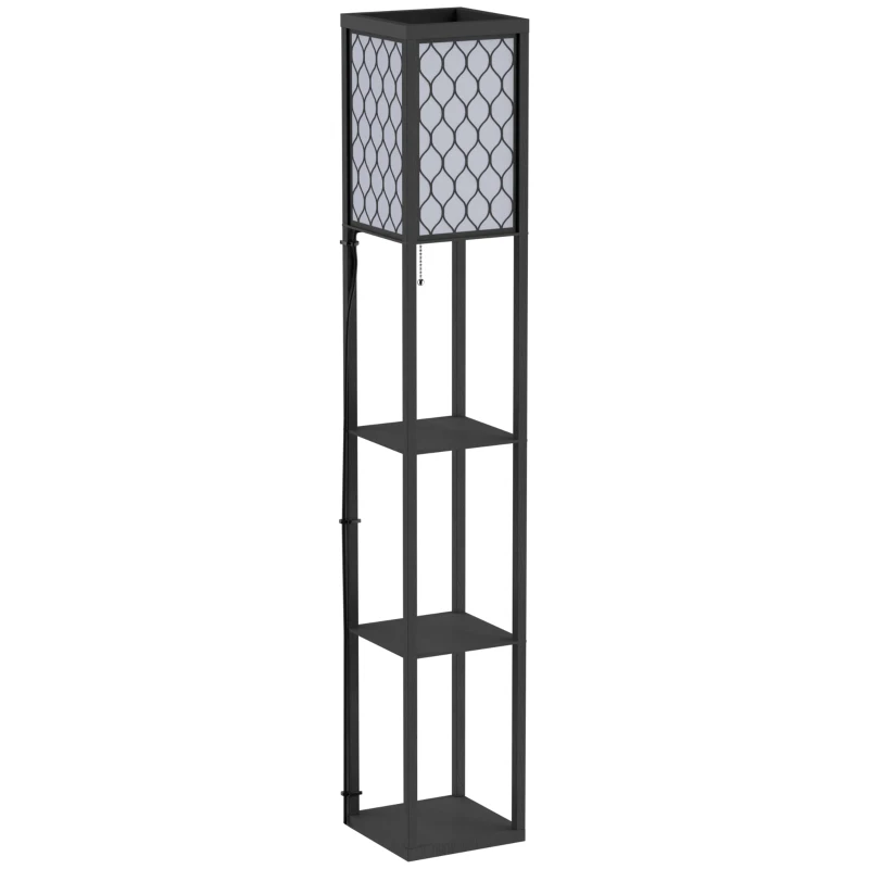 HOMCOM Staande lamp verlichting met 3 planken E27 tot 40 W voor woon-/slaapkamer hout(m-10)