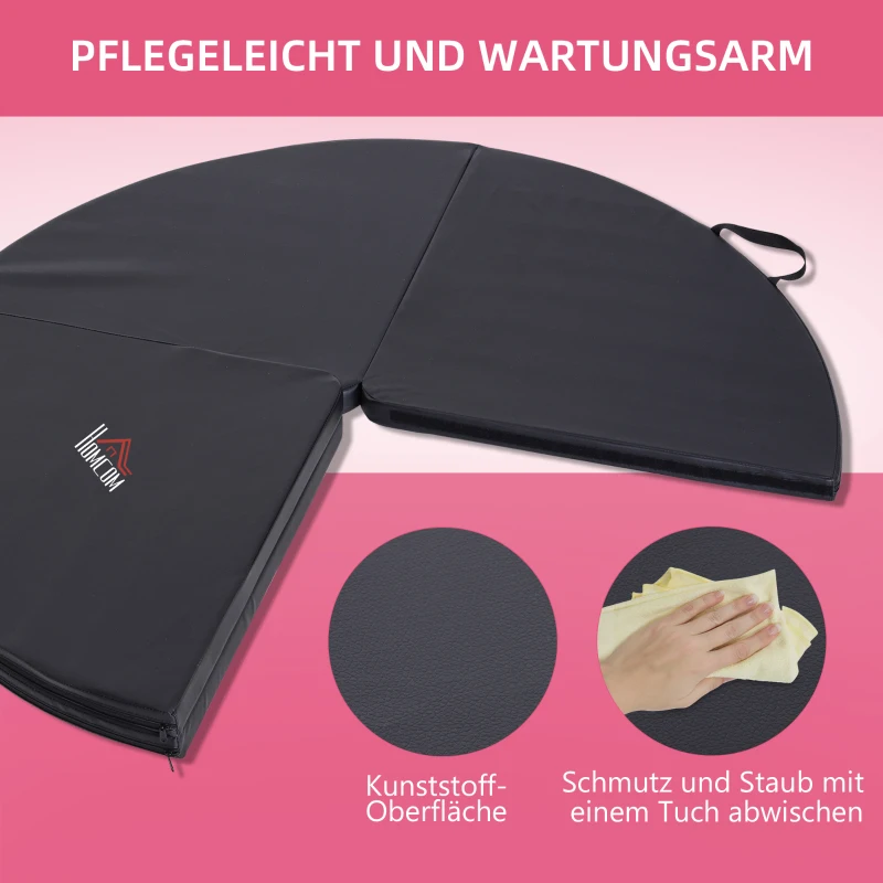 HOMCOM Pole-Dance-Matte, 5 cm dicke runde Kunststoff-Matte für Pole-Dance-Übungen, Gymnastik, Yoga, Schwarz