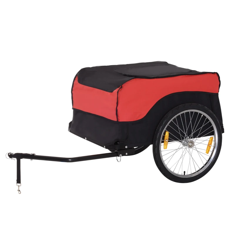 HOMCOM 20 inch aanhangwagen transportaanhanger fietsaanhanger rood / zwart