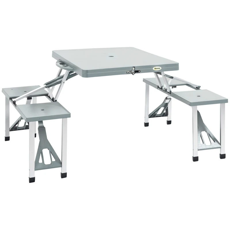 Outsunny® campingtafel set picknicktafel zitgroep klaptafel met 4 stoelen aluminium 135 x 82 x 66 cm | Aosom.nl