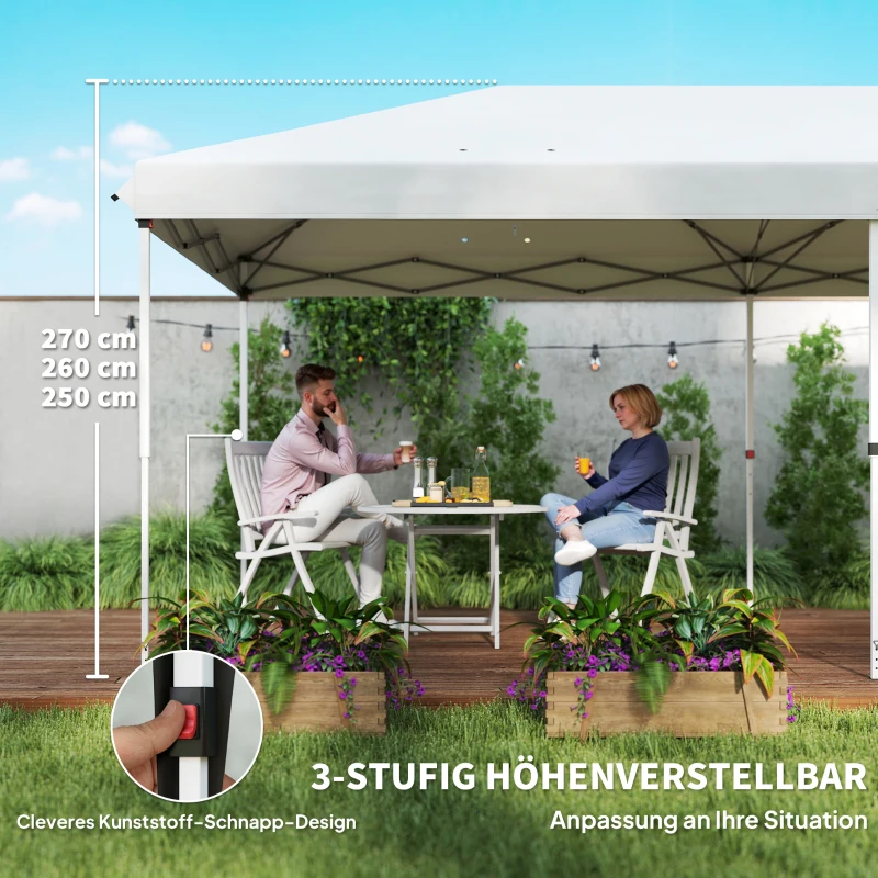 Outsunny Vouwtent van 6 x 3 m, verwijderbare zijwanden, grote ramen, deuren met ritssluiting, stalen frame, wit