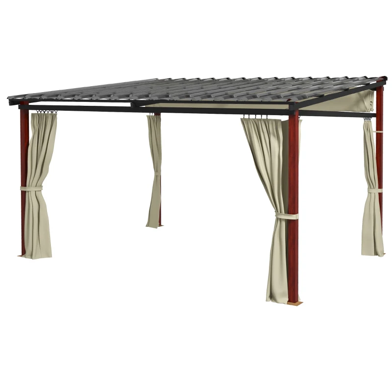 Outsunny Verstelbare Tuinprieel, Weerbestendig, Inclusief Bevestigingsmateriaal, Beige