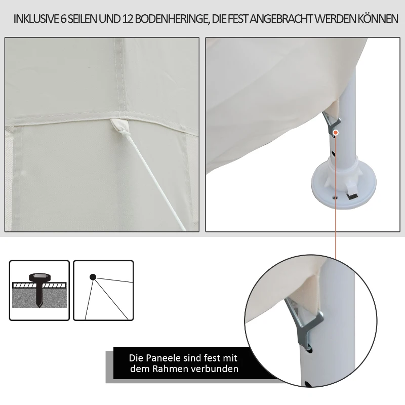 Outsunny Tuinpaviljoen partytent paviljoen tuintent feesttent 6-hoekig, 3,9x3,9m