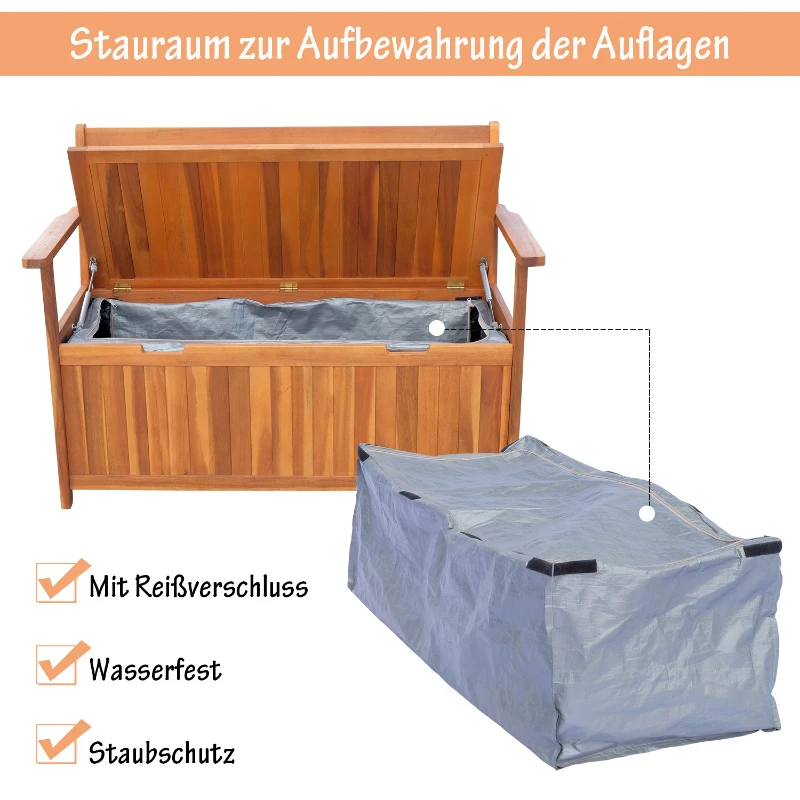 Outsunny Tuinbank met opbergruimte kistbank zitbank opbergbox 2-zitsbank hout bruin