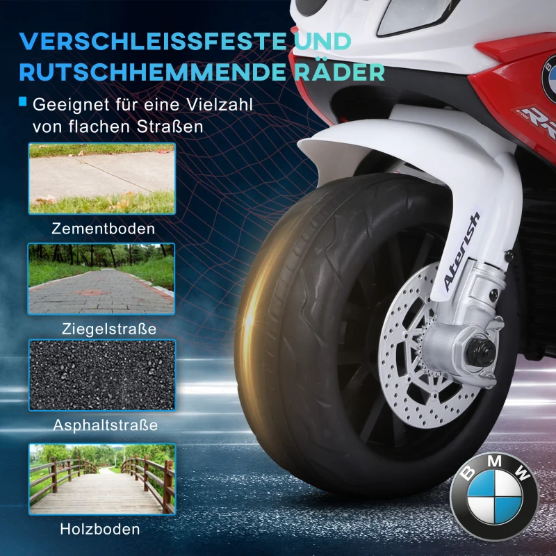 HOMCOM Elektrische kindermotor motorfiets driewieler kindervoertuig licentie van BMW 18-36 maanden(m-6)