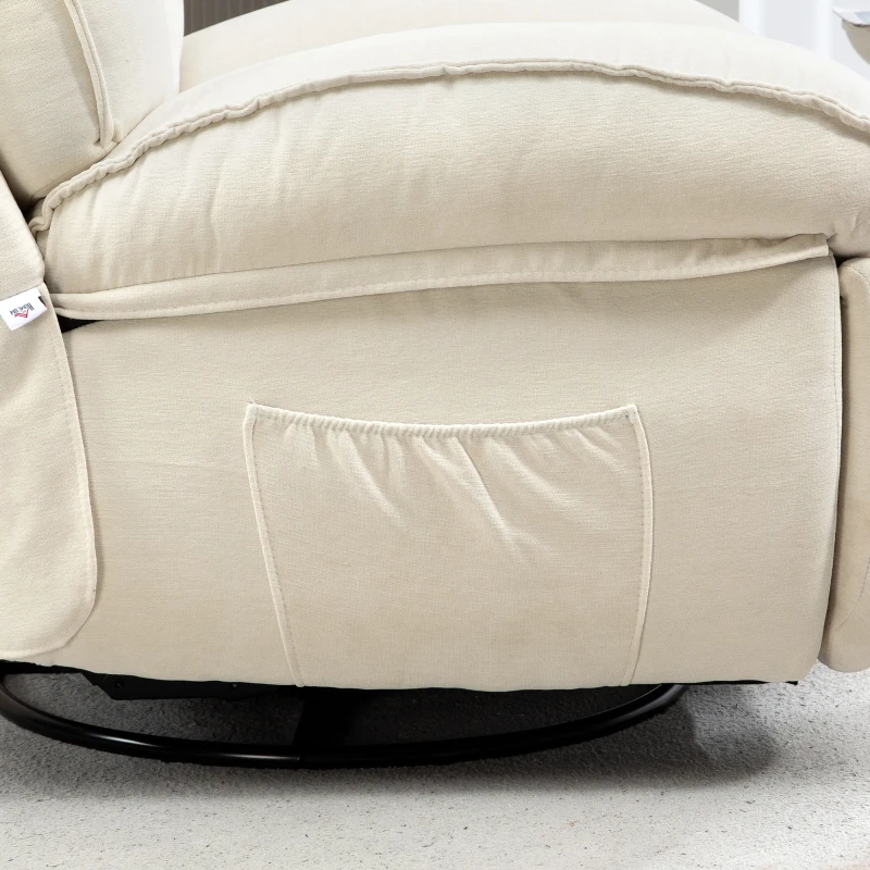 HOMCOM Relaxsessel, verstellbar, 104x100x102cm/164x76cm, Cremeweiß(m-8)