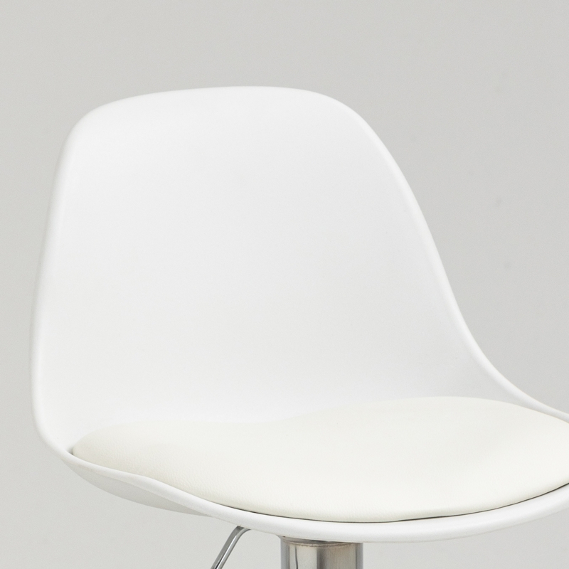 HOMCOM Set van 2 barkrukken, draaibare barstoelen met rugleuning, in hoogte verstelbaar, belastbaar tot 120 kg, 41 x 42 x 82-104 cm, wit