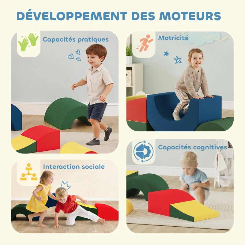 AIYAPLAY Module motricité bébé 5PCS parcours motricité bébé en mousse EVA pour enfants d'âge préscolaire, multicolore