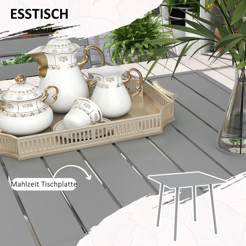 Outsunny 5-delige tuinzitgroep buiten zitgroep tuinmeubelset, weerbestendig, modern design, 80 x 80 x 74 cm, grijs