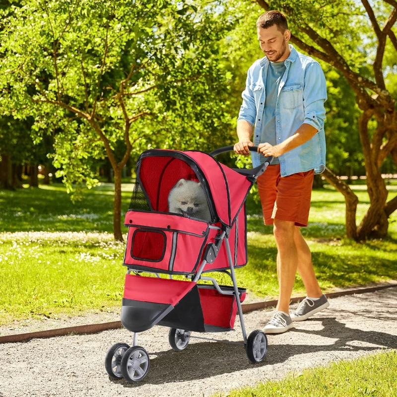 PawHut hondenwagen hondenbuggy honden pet stroller buggy 4 kleuren 3/4 wielen