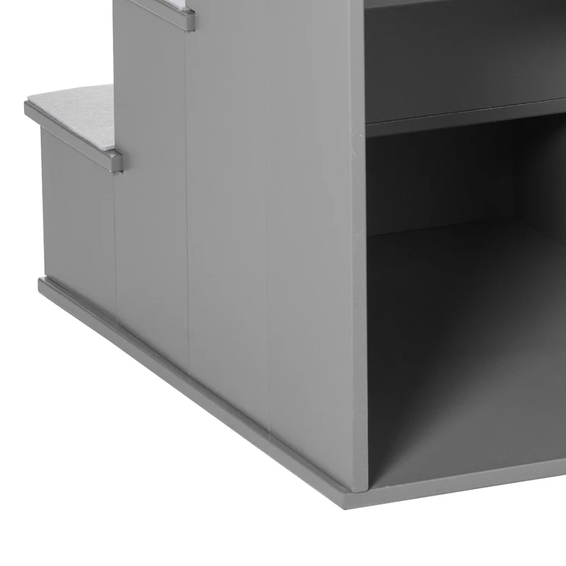PawHut Haustiertreppe, für Hunde/Katzen, 4-stufig, Kurzplüsch, bis 30 kg, 40 x 59 x 54,2 cm, Dunkelbraun