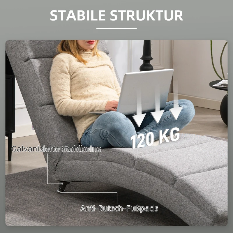 HOMCOM Gestoffeerde fauteuil met rugleuning, relaxstoel met stalen poten en dikke bekleding, voor woonkamer en slaapkamer, lichtgrijs