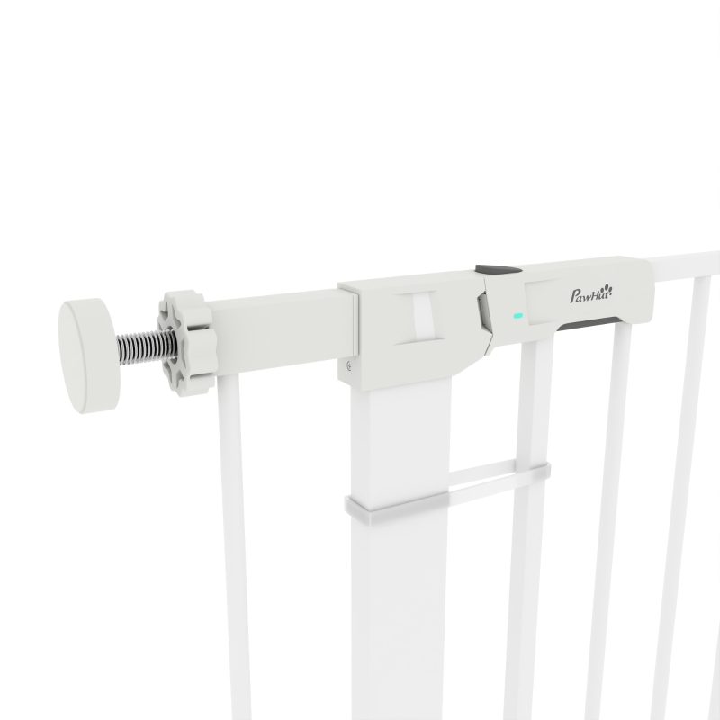 PawHut Deurhek, montage zonder boren, verstelbare breedte 76-97 cm, met één hand te openen, metaal, wit, 76 cm hoog
