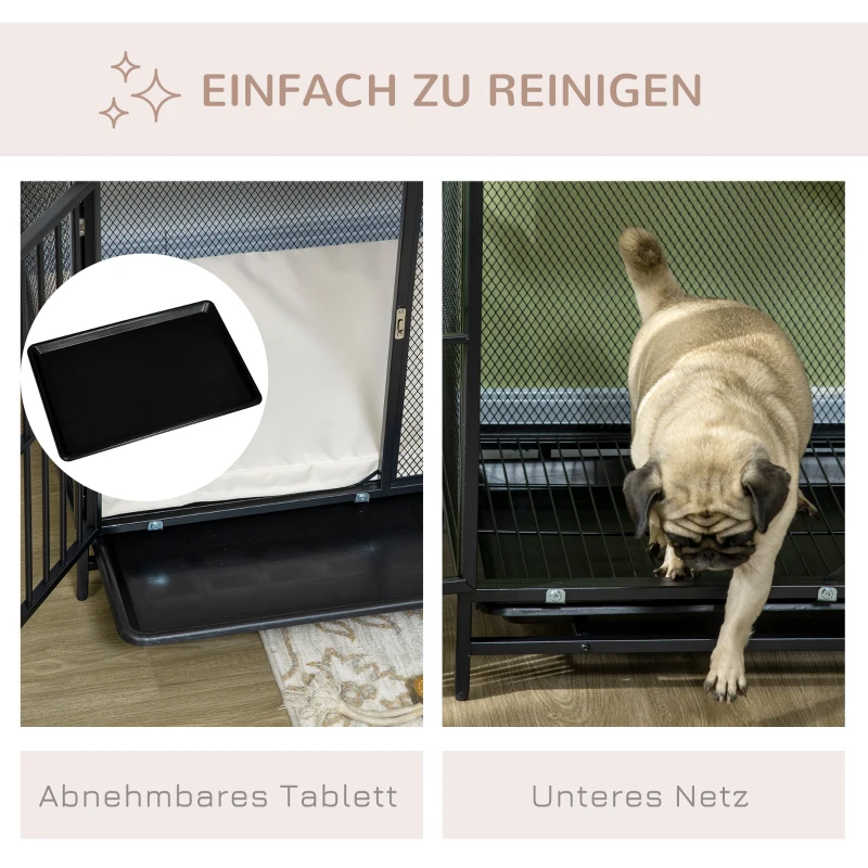 PawHut hondenkooi, dierenkooi met tafelblad, hondenhok, kennel, binnen