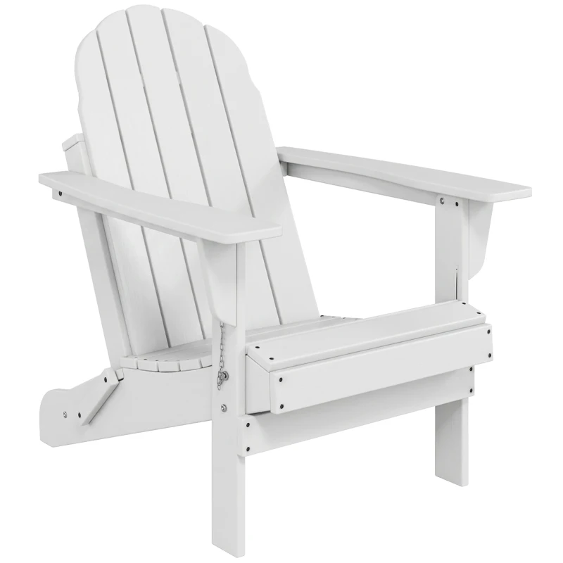 Outsunny tuinstoel, klapstoel, ergonomisch design, weerbestendig, kunststof, wit, 73 x 82 x 88 cm