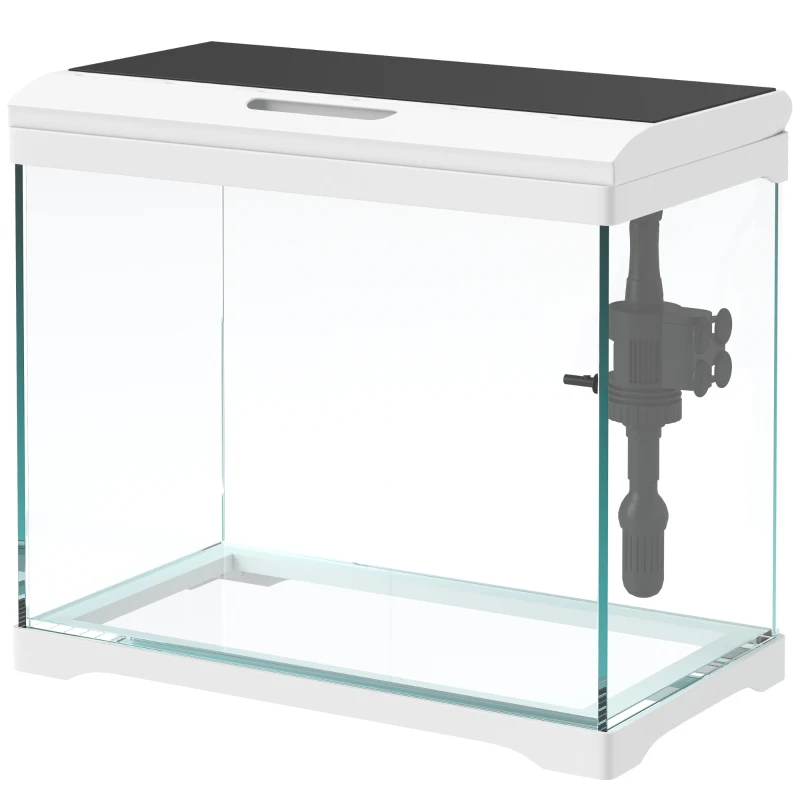 PawHut Aquarium, 17 L Tropenfischaquarium, leichte Pflege, klare Sicht, mit LED-Leuchten, 35L x 21B x 31H cm, Weiß+Schwarz