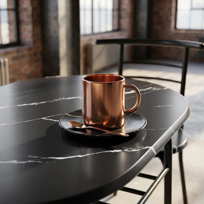 HOMCOM Eetset 3-delig, keukentafel en stoelen voor 2 personen met rek, woonkamer, zwarte marmerlook