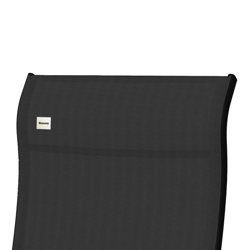 Outsunny Chaise longue pliable, transat bain de soleil inclinable avec dossier réglable sur 9 positions, coussin lombaire, noir