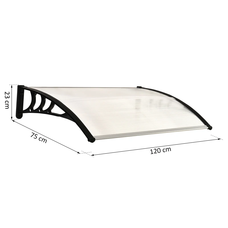 Outsunny® luifel voordeurluifel 120 x 80 cm transparant(m-3)