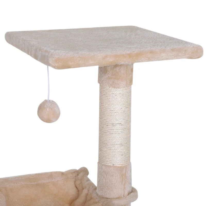 PawHut Klimboom met sisal paal, kattenboom, krabpaal, hangmat, spaanplaat beige(m-13)