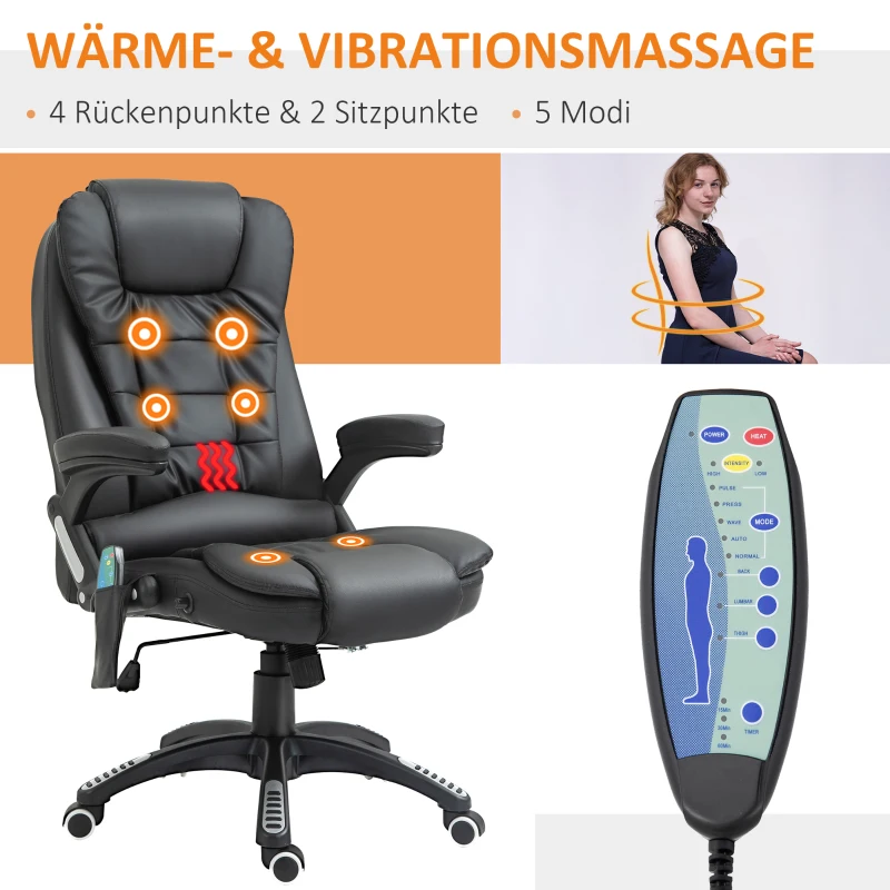 HOMCOM kantoorstoel draaistoel massagestoel met warmtefunctie directiestoel bureaustoel(m-4)