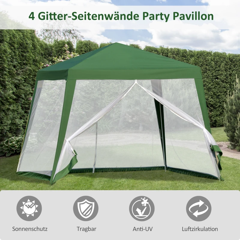 Outsunny Tuinpaviljoen paviljoen partytent tuintent met muggengaas beige 3 x 3 m