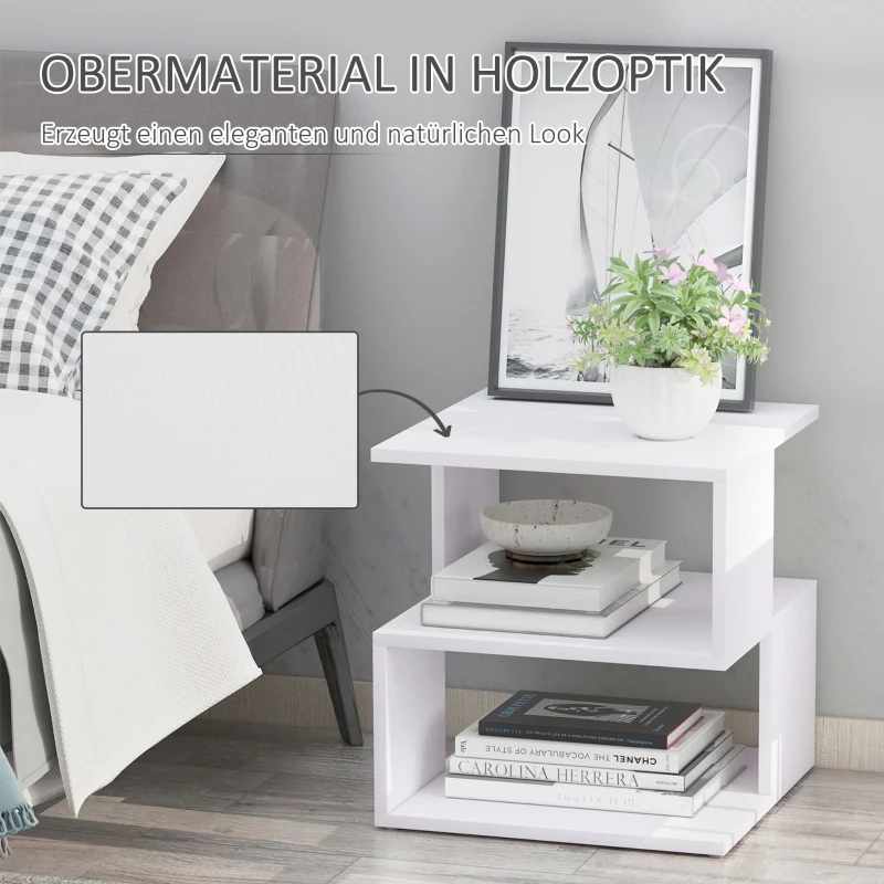HOMCOM Bijzettafel nachttafel met modern design salontafel voor kantoor woonkamer