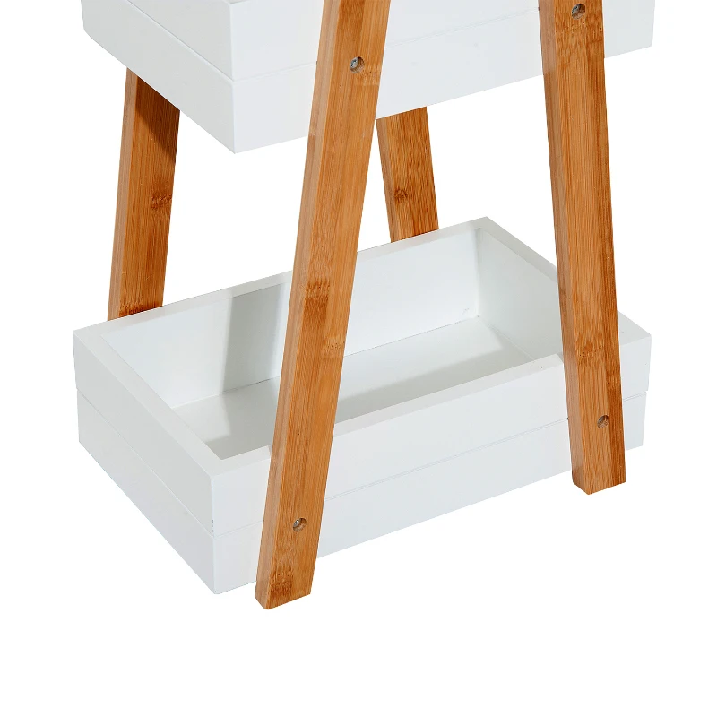 HOMCOM Badkamerstelling ladderrek 3 niveaus ladderkast badkamer opbergkast stelling wit