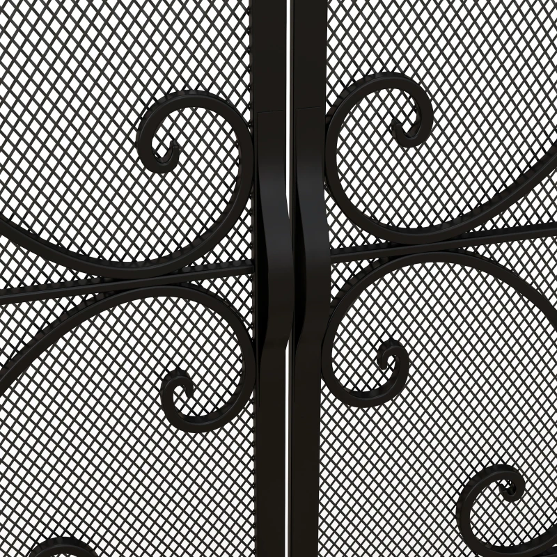 HOMCOM Funkenschutz für Kamine, elegantes Muster, doppeltürig, magnetische Türen, Schwarz, 105 x 40 x 80,5 cm