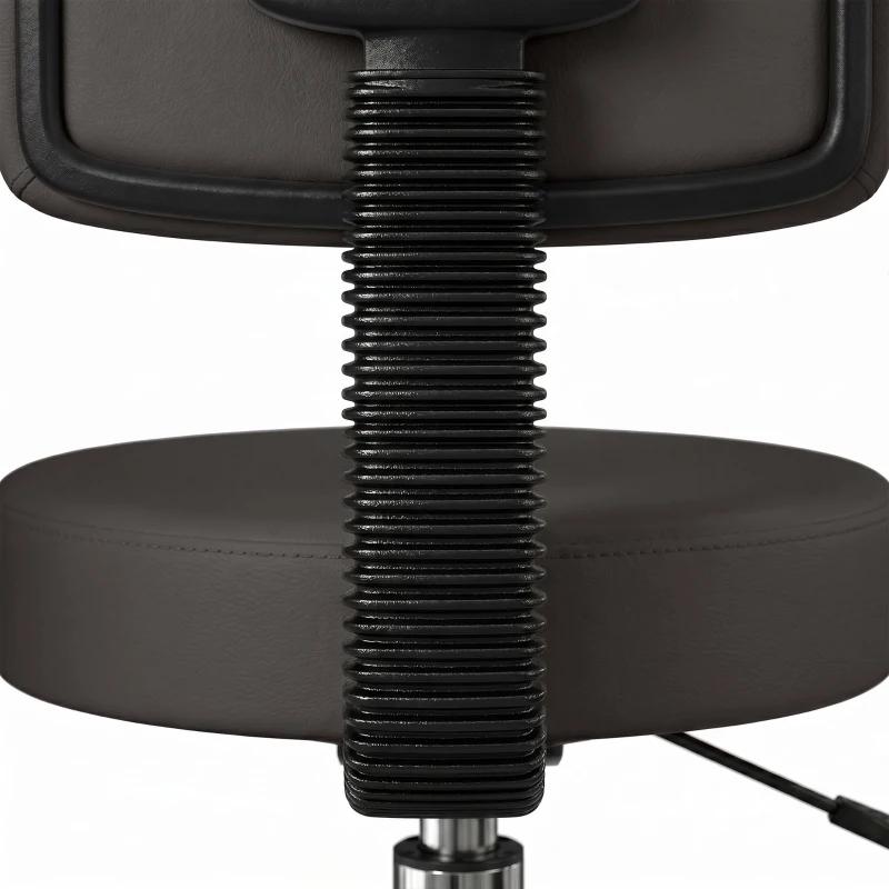 HOMCOM Tabouret massage a roulettes reglable en hauteur pivotant avec dossier ergonomique gris