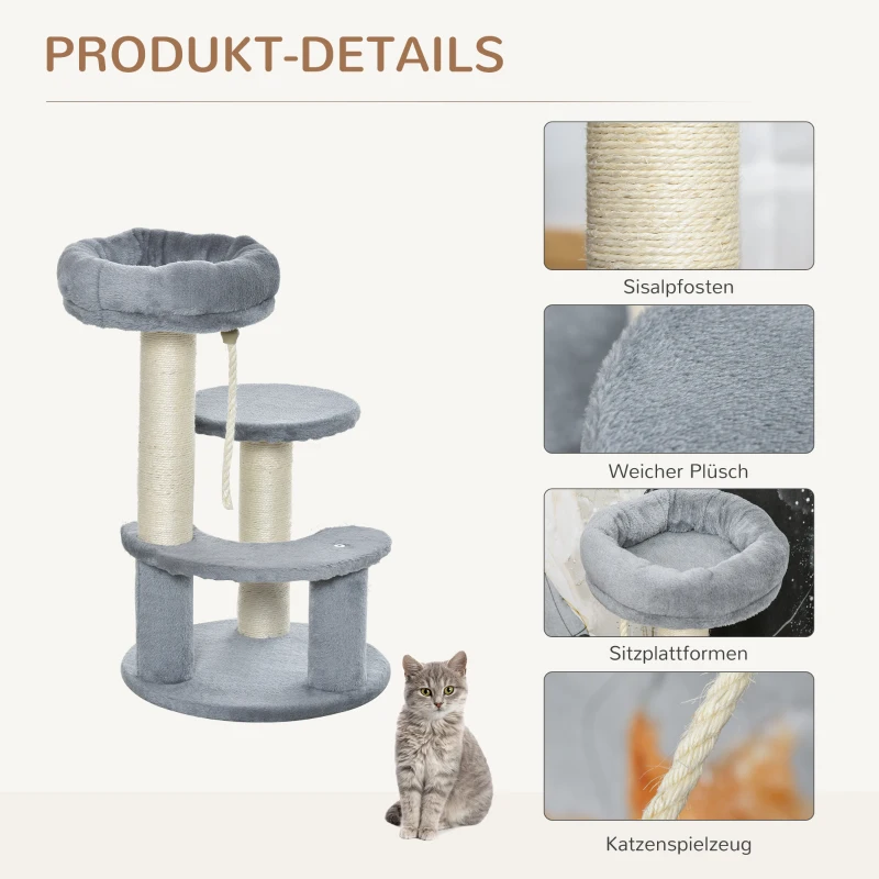 PawHut Kattenboom klimboom speelboom kattenbed kattenkrabboom grijs