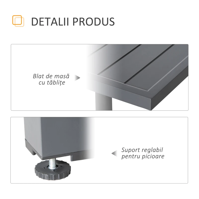 Masa de Gradina Extensibila Outsunny pentru 8-10 Persoane cu Structura din Aluminiu, 135-270x90x75cm, Gri
