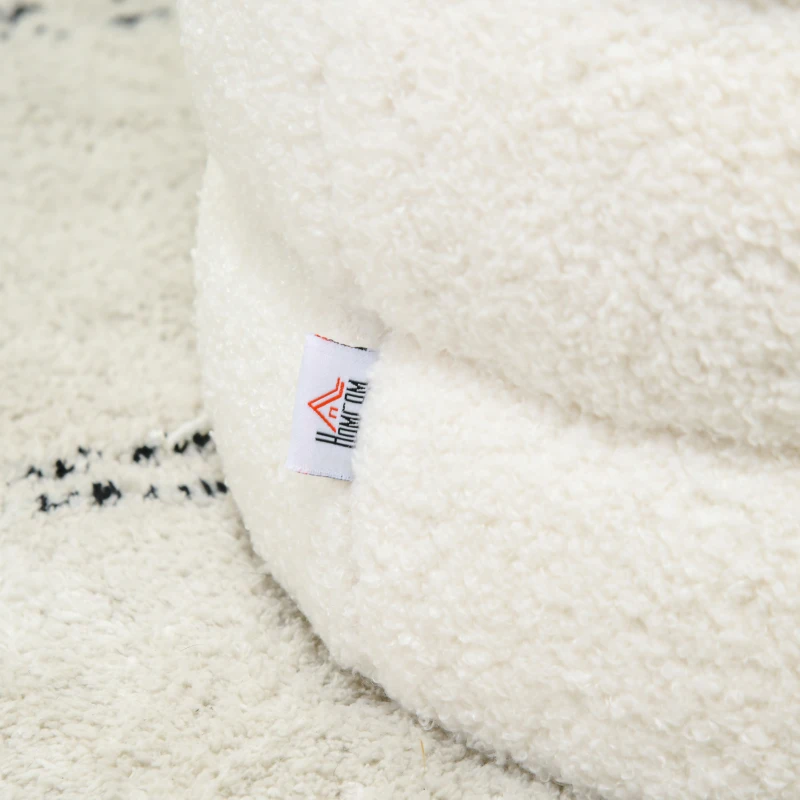 HOMCOM Ronde poef van teddyfleece, tot 120 kg, Ø40 x 45 cm, crèmewit