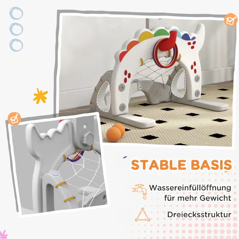 AIYAPLAY Kinderbasketbalkorf 5-in-1, in hoogte verstelbaar 134-152 cm, met basketbal, pomp, voetbaldoel en golfset, indoor & outdoor