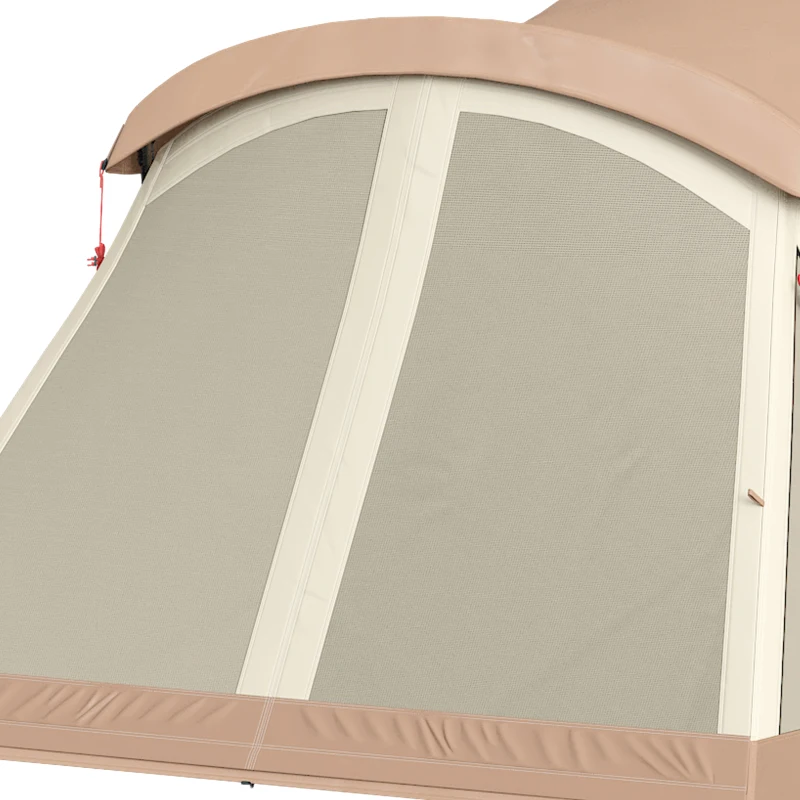 Outsunny Cabin Tent Waterproof Camping Tent with Two Room for 4 Person Brown