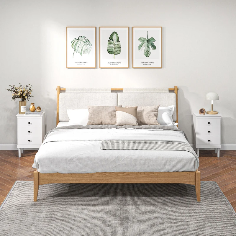 HOMCOM Set of Two Three-Drawer Bedside Tables - White