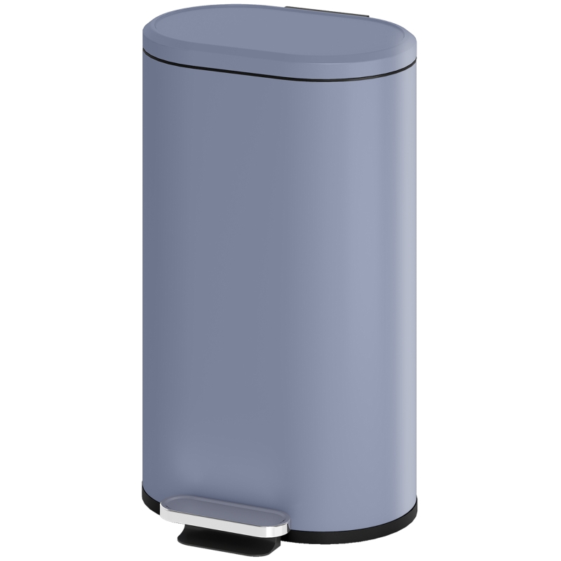 HOMCOM Prullenbak Keuken 30L Pedaalemmer met Soft-Close Deksel, Metalen, Grijs, 36,5 x 31 x 61 cm