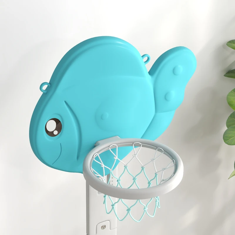 AIYAPLAY Kinderbasketbalkorf 5-in-1, in hoogte verstelbaar 134-152 cm, met basketbal, pomp, voetbaldoel en golfset, indoor & outdoor