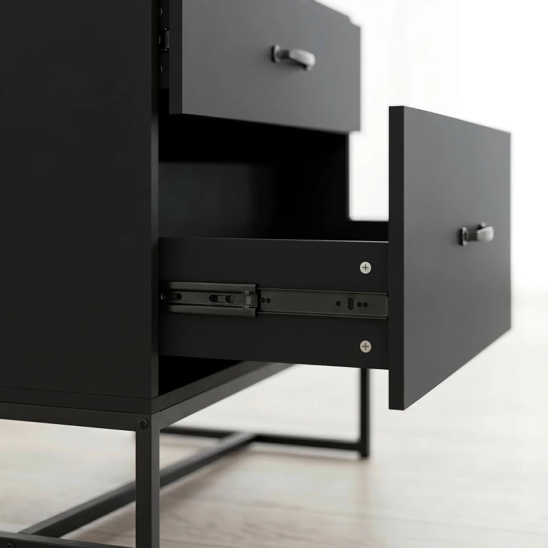 HOMCOM Archiefkast met lades – verticale opbergkast met boekenrek voor A4, Letter en Legal, zwart