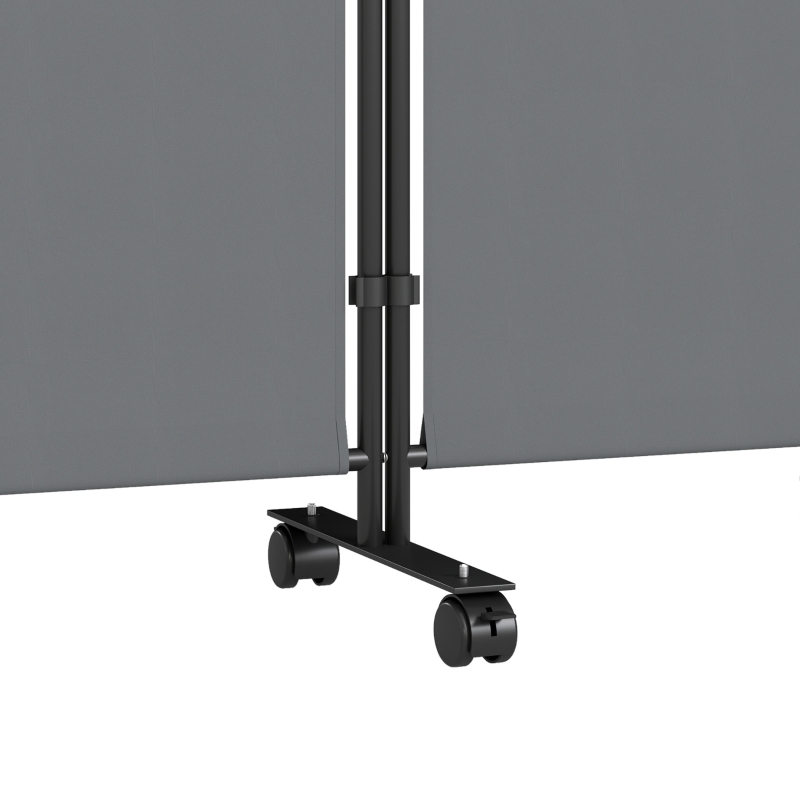 Outsunny Kamerscherm 5-delig 252 x 40 cm Vrijstaand Paravent met 12 Wielen Opvouwbaar DIY Donkergrijs