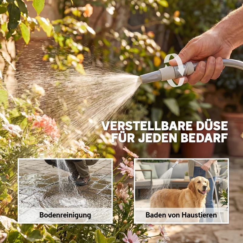 Outsunny Slanghaspel met tuinslang 20 m, 180° draaibare slangbox met automatische oprolfunctie en zelfvergrendeling