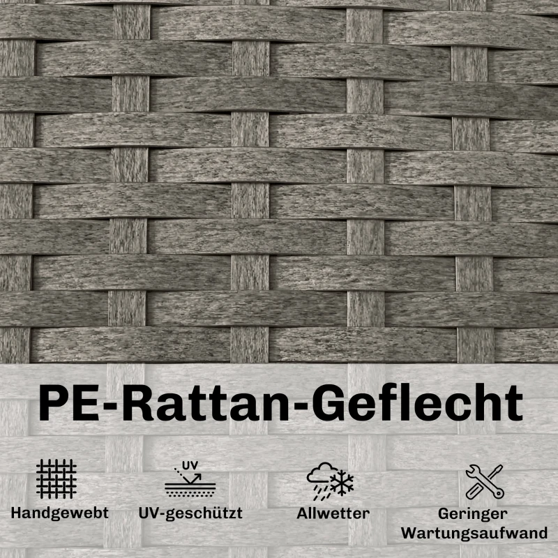 Outsunny Poly Rattan ligstoel S-vormige tuinstoel met 5-voudig verstelbare rugleuning hoofdsteun ademend UV-bestendig